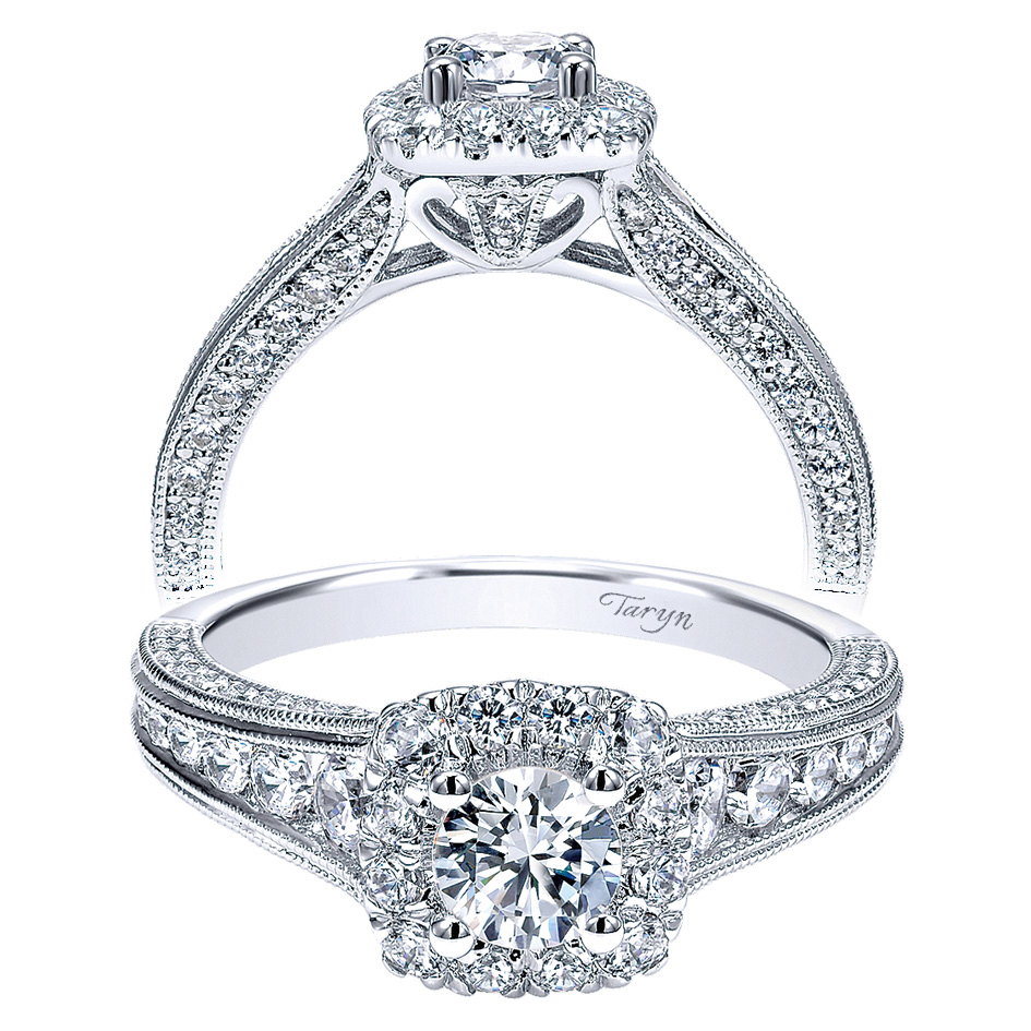 Taryn 14k White Gold Round Halo Engagement Ring TE911798R0W44JJ 