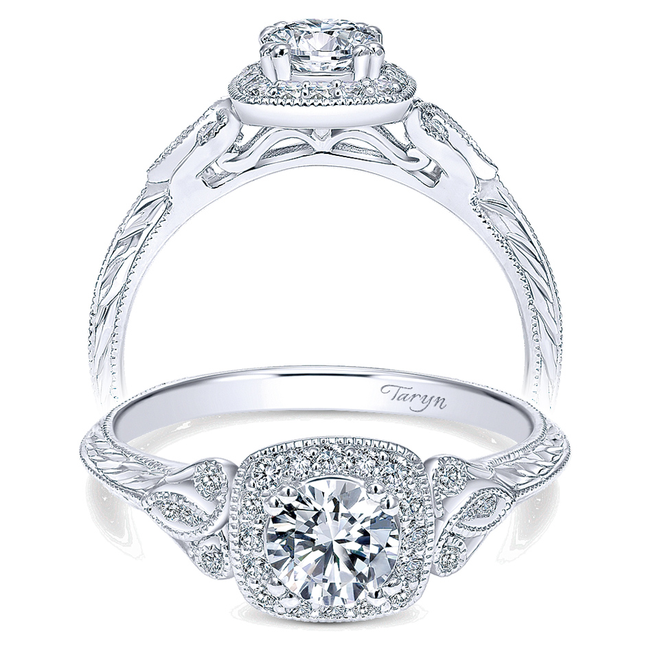 Taryn 14k White Gold Round Halo Engagement Ring TE911866R0W44JJ 
