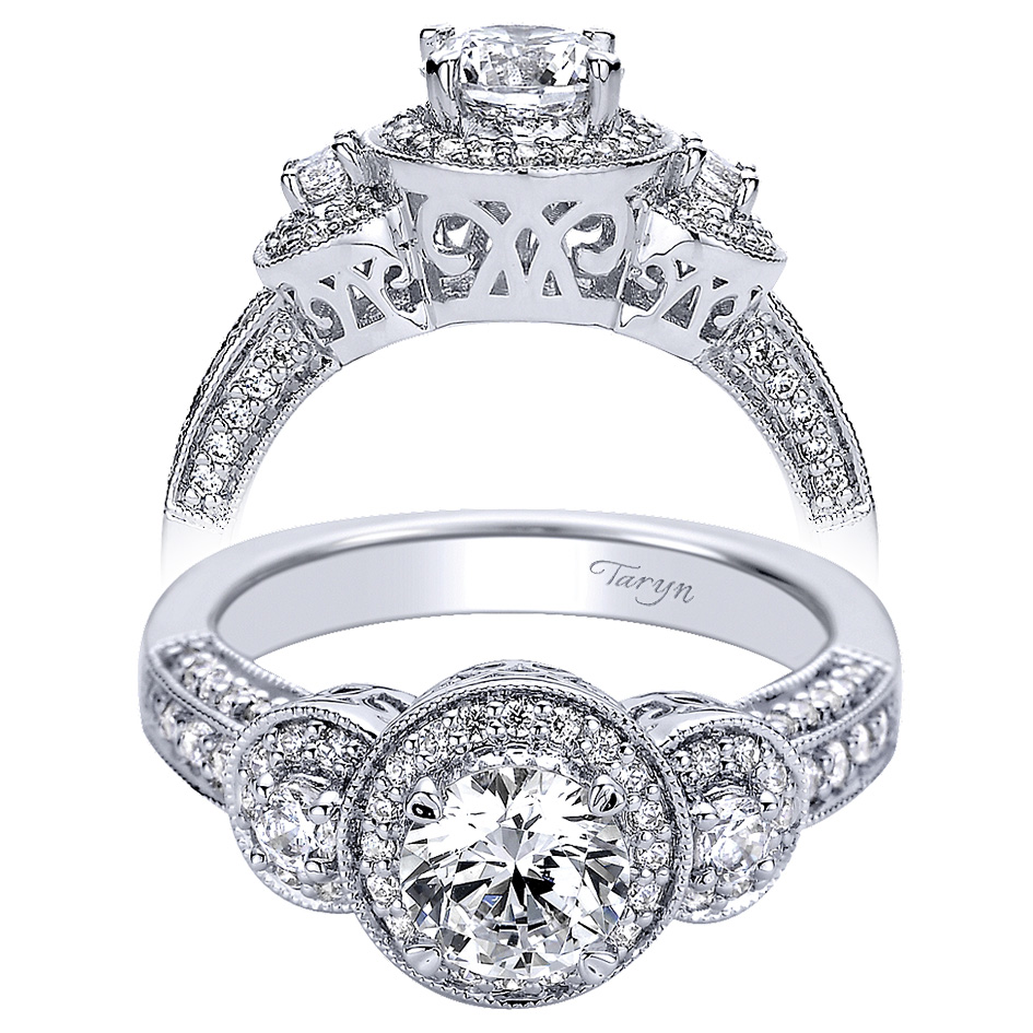Taryn 14k White Gold Round Halo Engagement Ring TE9270W44JJ 