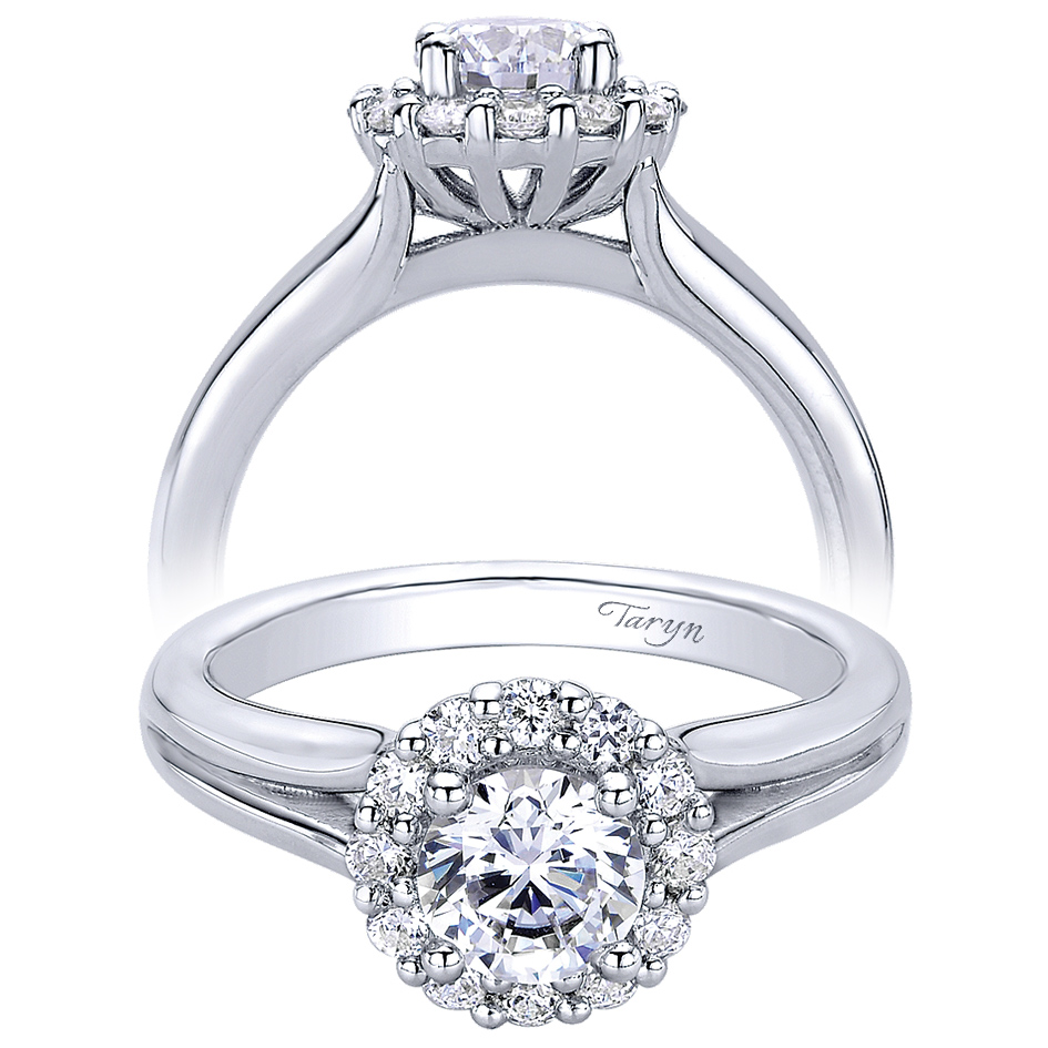 Taryn 14k White Gold Round Halo Engagement Ring TE9391W44JJ 