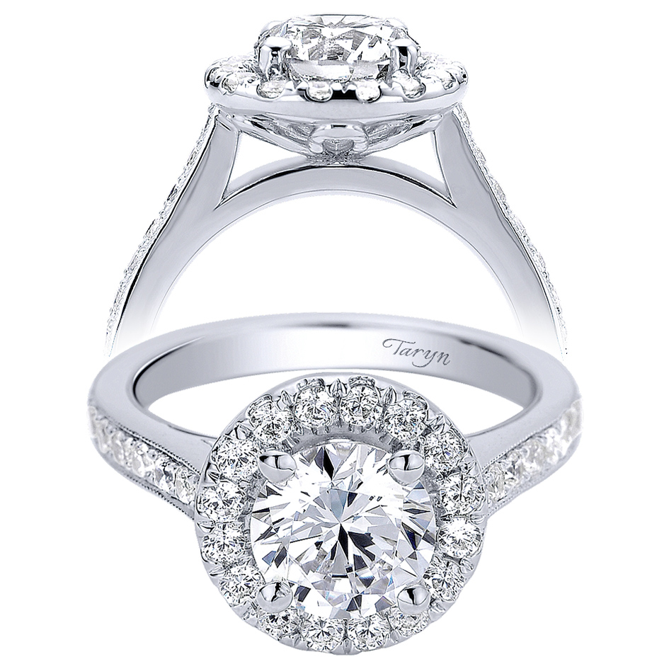 Taryn 14k White Gold Round Halo Engagement Ring TE9397W44JJ 