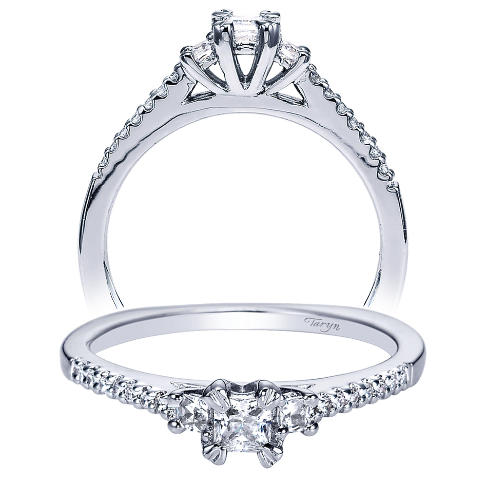 Taryn 14k White Gold Princess Cut 3 Stone Engagement Ring TE94261W44JJ