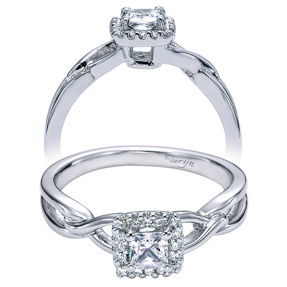 Taryn 14k White Gold Princess Cut Halo Engagement Ring TE95707W44JJ 