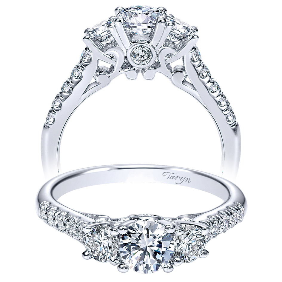 Taryn 14k White Gold Round 3 Stone Engagement Ring TE98579W44JJ