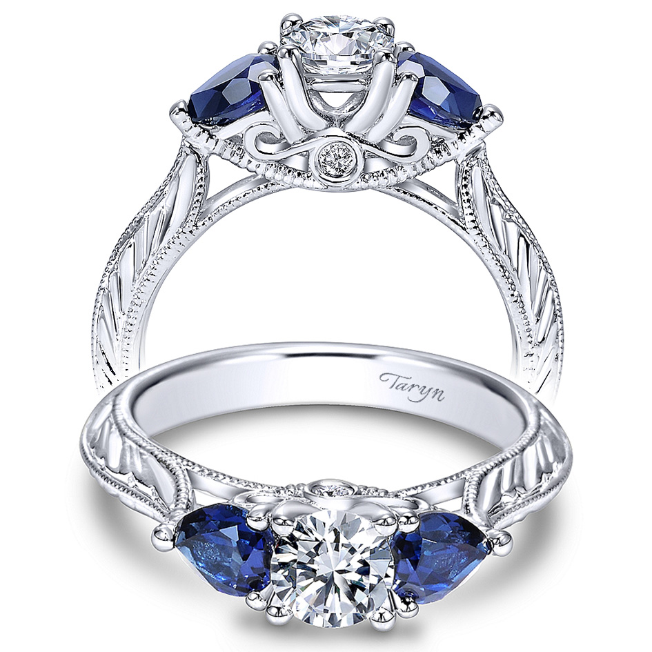 Taryn 14k White Gold Round 3 Stone Engagement Ring TE98989W44SA