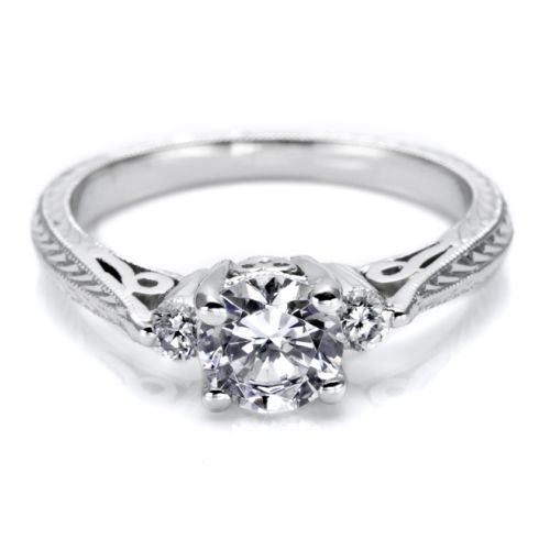 Tacori Platinum Hand Engraved Engagement Ring HT2207