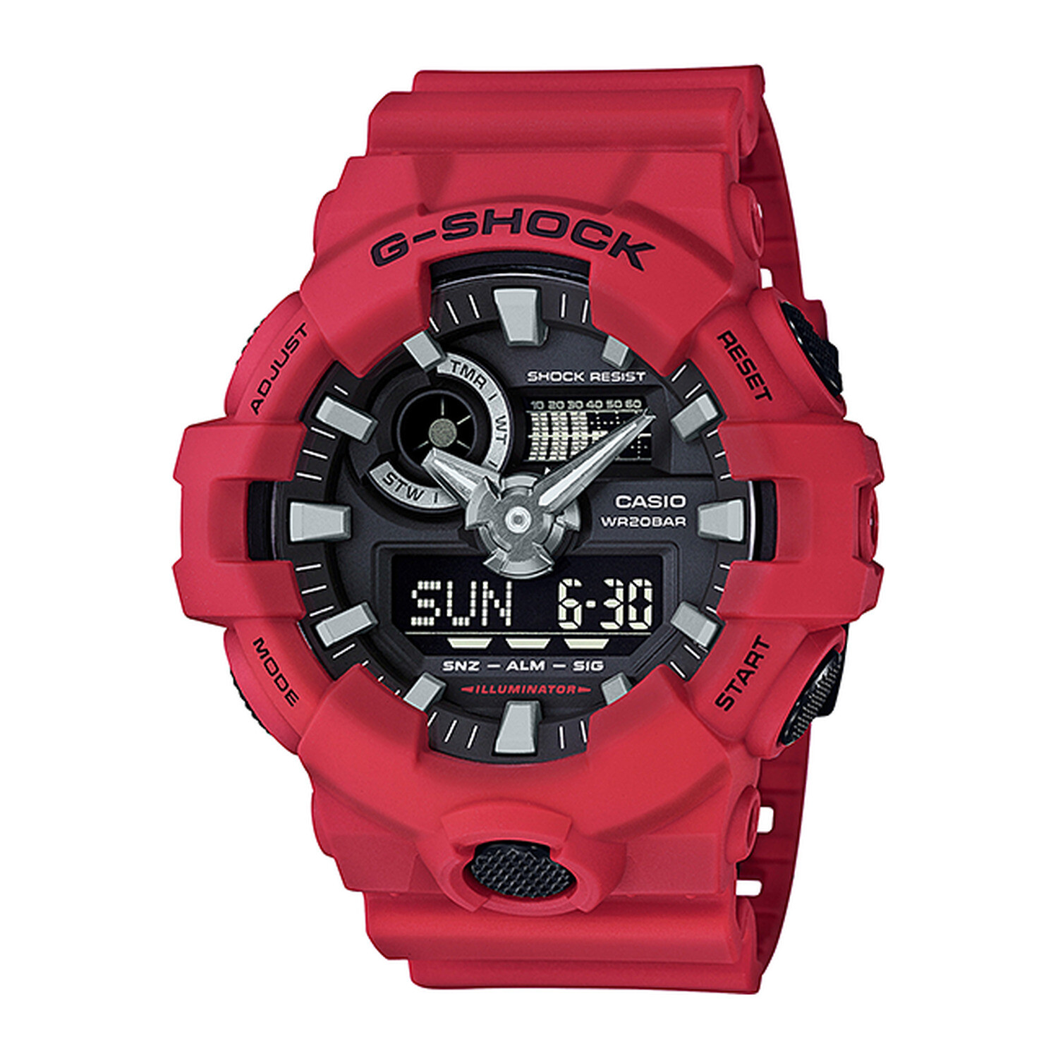 Casio G-Shock GA700-4A Analog-Digital Watch, Red | TQ Diamonds