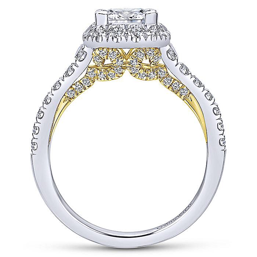 Gabriel 14k Yellow/white Princess Cut Halo Engagement Ring ER12836S4M44JJ Alternative View 1