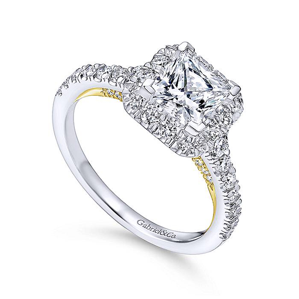 Gabriel 14k Yellow/white Princess Cut Halo Engagement Ring ER12836S4M44JJ
