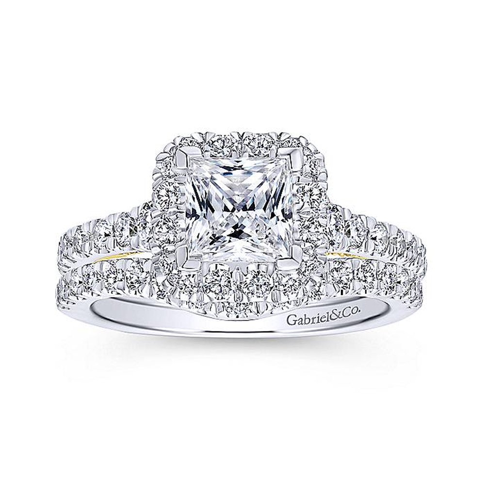 Gabriel 14k Yellow/white Princess Cut Halo Engagement Ring ER12836S4M44JJ