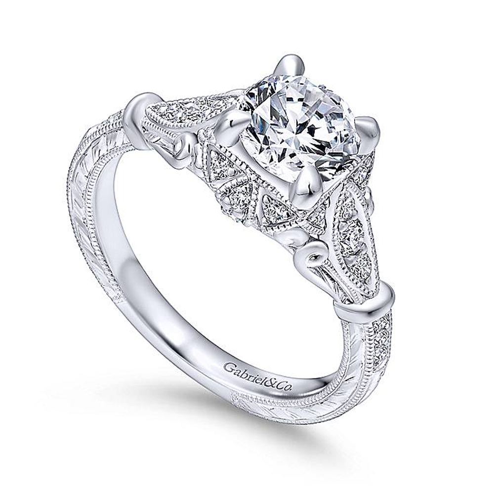 Gabriel Platinum Round Halo Engagement Ring ER12581R4PT4JJ