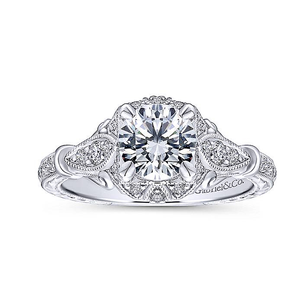 Gabriel Platinum Round Halo Engagement Ring ER12581R4PT4JJ