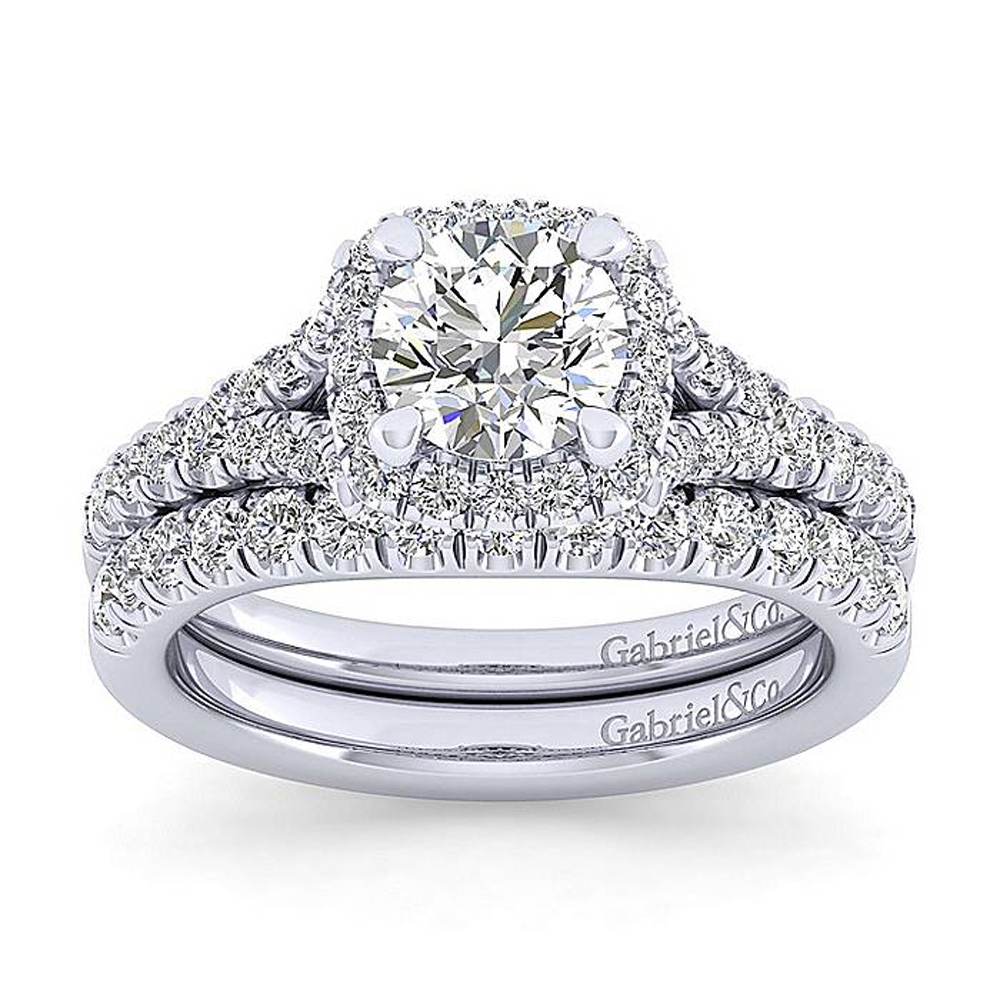 Gabriel Platinum Round Halo Engagement Ring ER12623R4PT4JJ