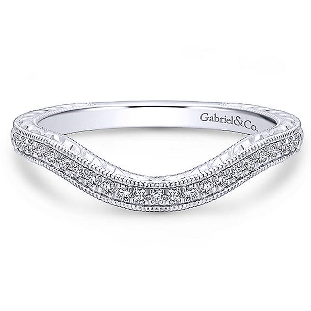 Gabriel 18 Karat White Gold Curved Wedding Band