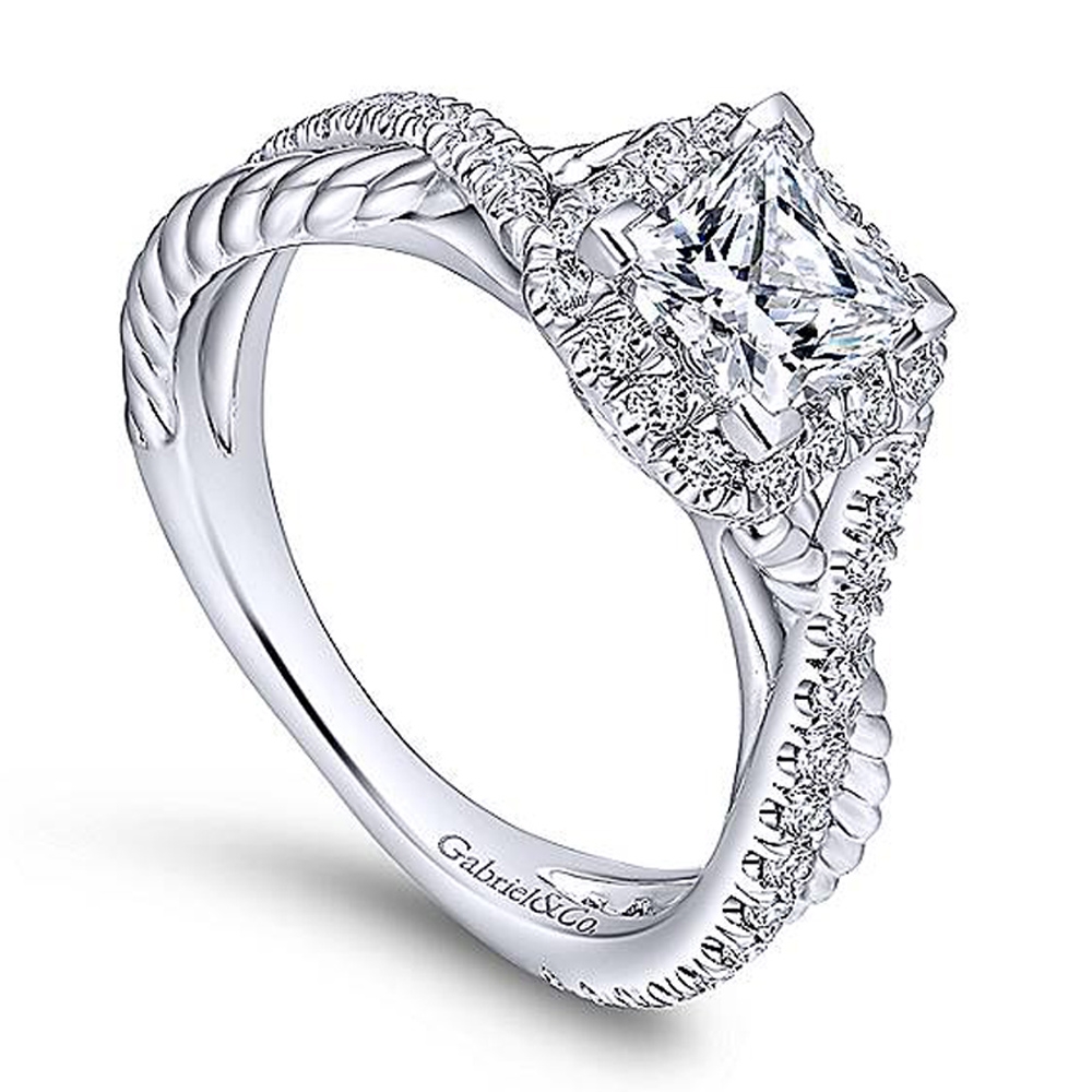 Gabriel Platinum Princess Cut Halo Engagement Ring ER12627S3PT4JJ Alternative View 2