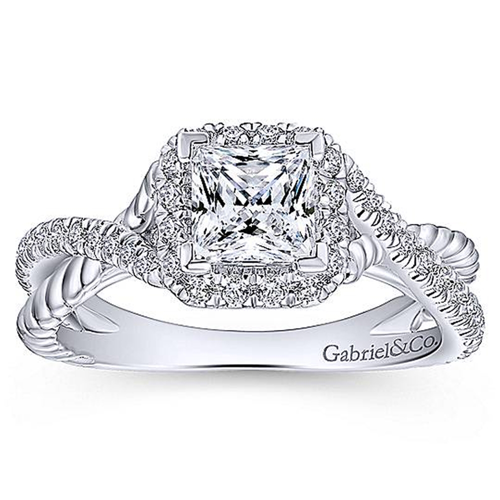 Gabriel Platinum Princess Cut Halo Engagement Ring ER12627S3PT4JJ