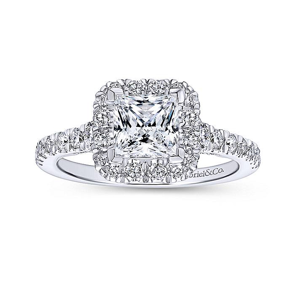 Gabriel Platinum Princess Cut Halo Engagement Ring ER12836S4PT4JJ