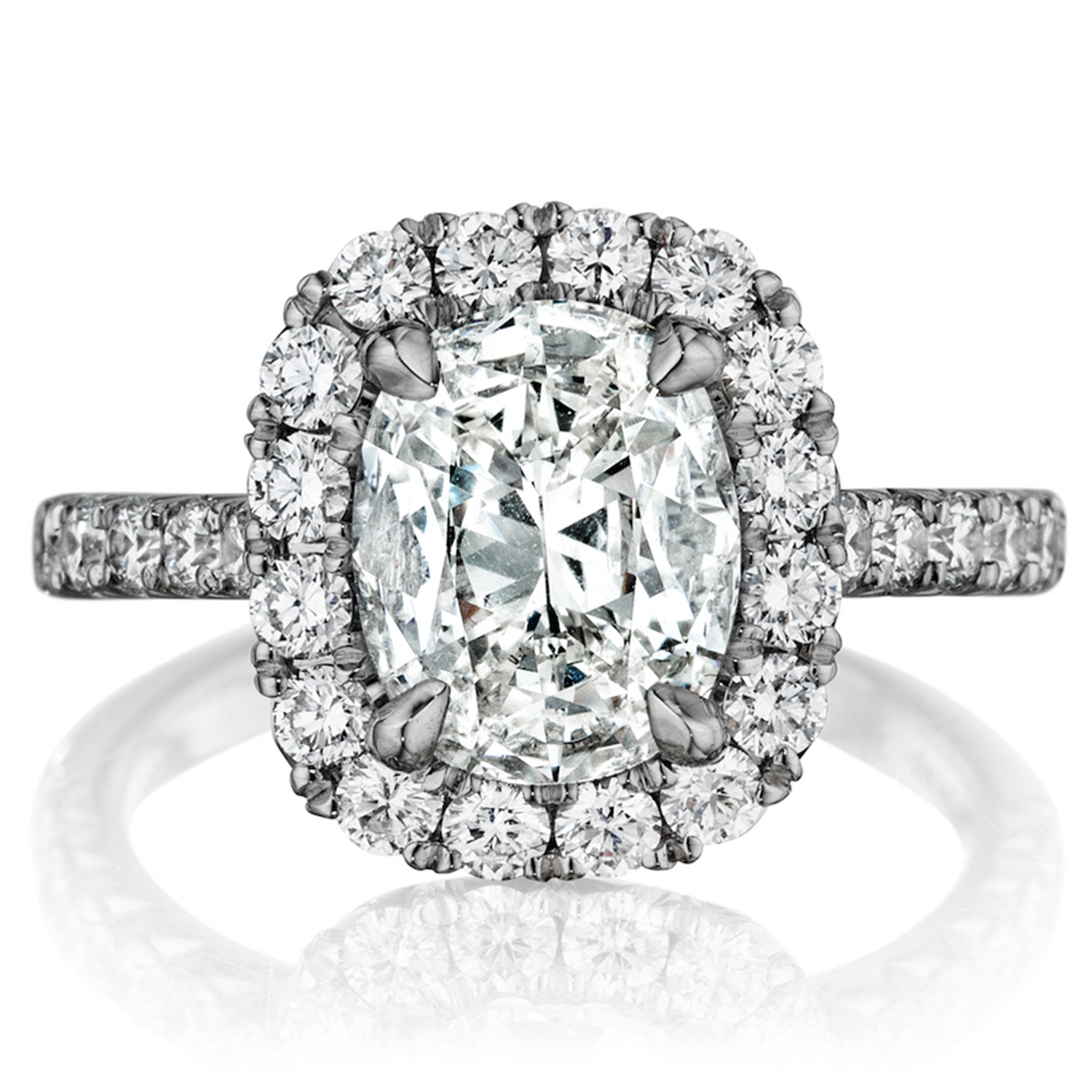 Henri Daussi AMDM Cushion Halo Diamond Engagement Ring