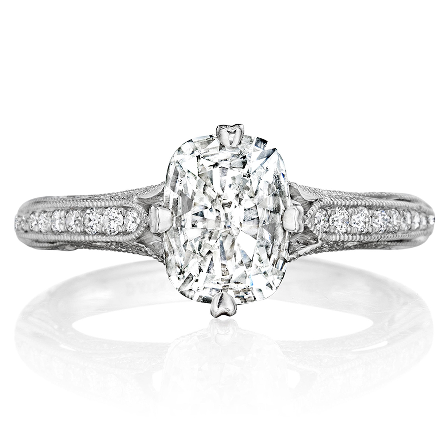 Henri Daussi AN Cushion Antique Solitaire Diamond Engagement Ring