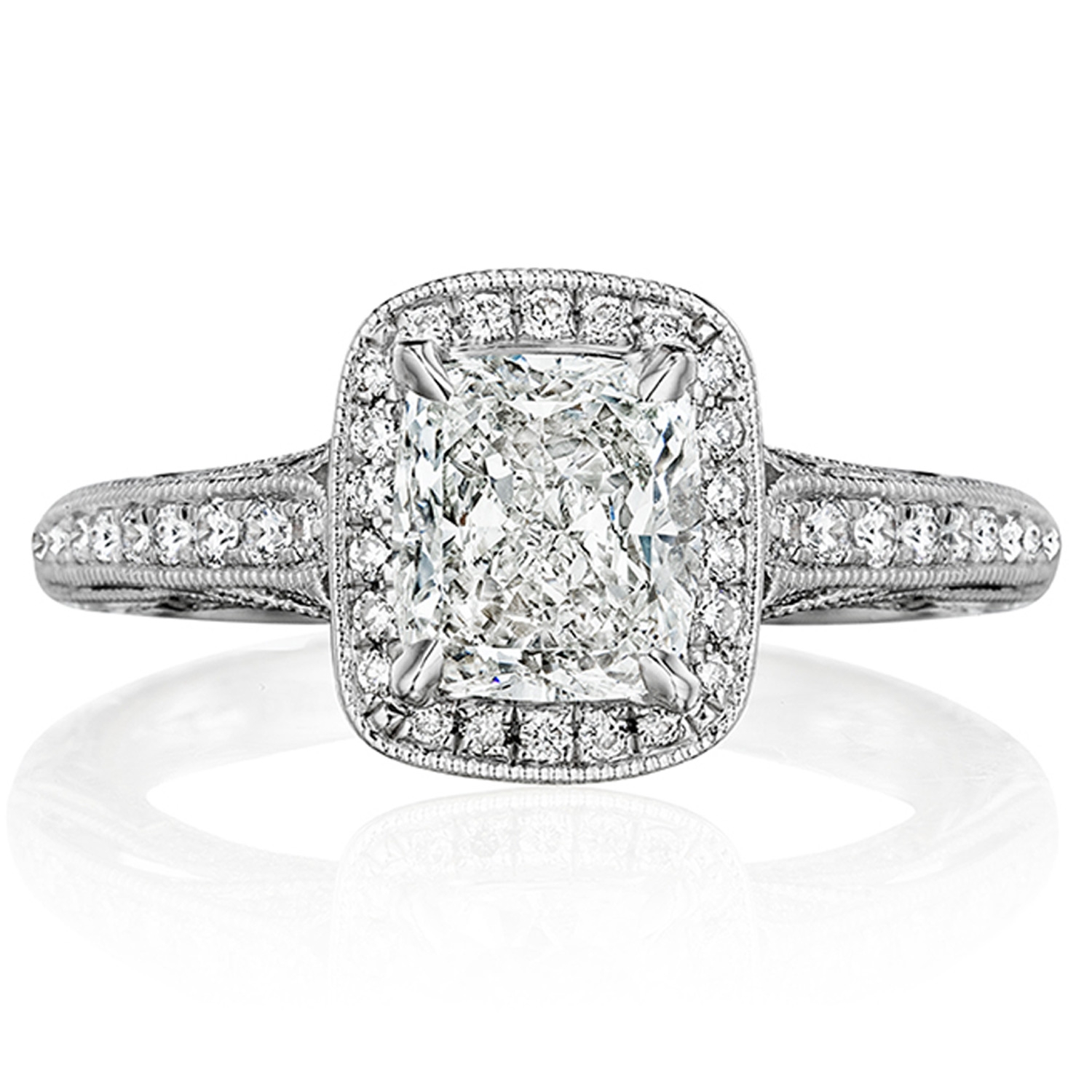 Henri Daussi ANH Cushion Halo Antique Diamond Engagement Ring
