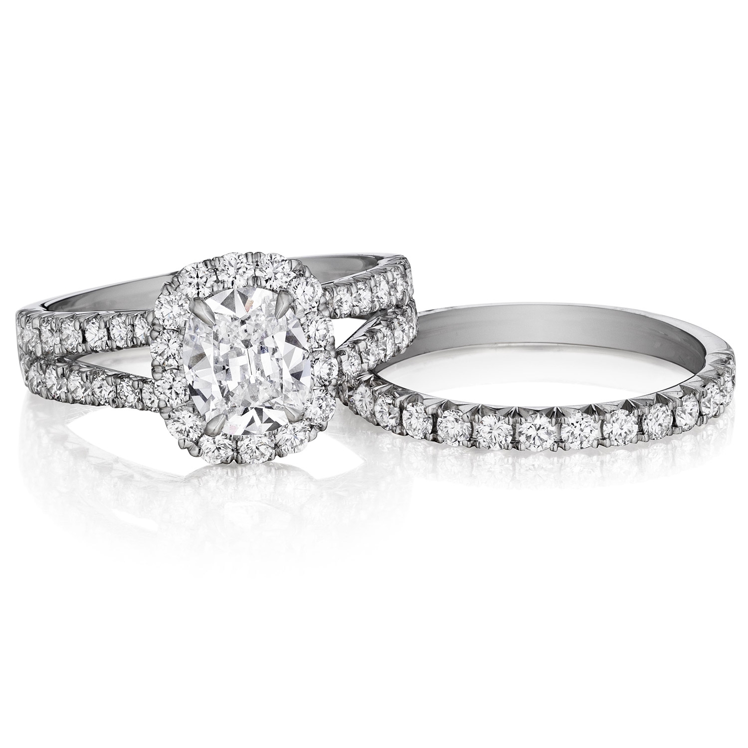Henri Daussi AU Cushion Halo Split Shank Diamond Engagement Ring Alternative View 2