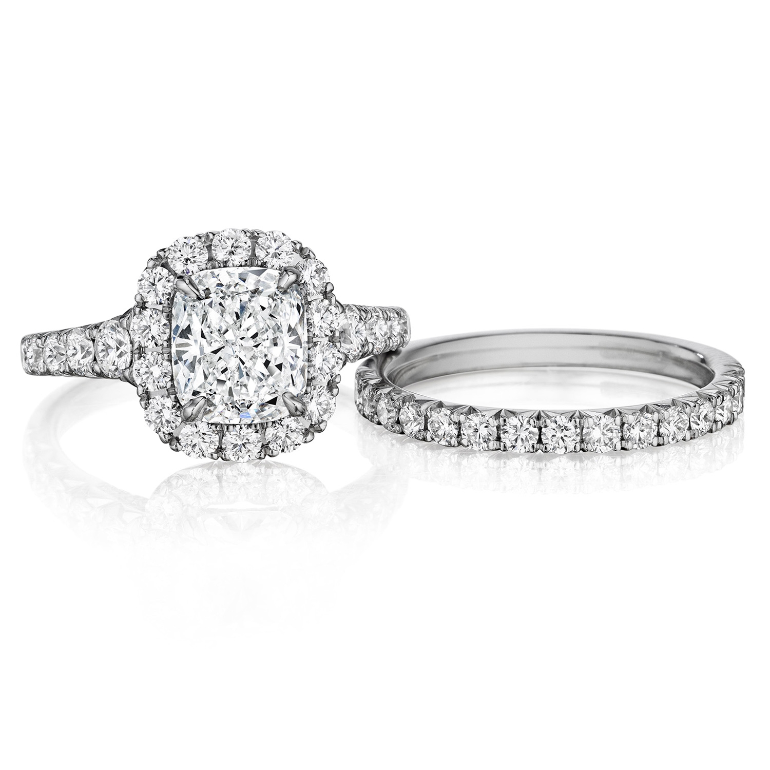 Henri Daussi AV Cushion Halo Graduated Accent Diamonds Engagement Ring Alternative View 2