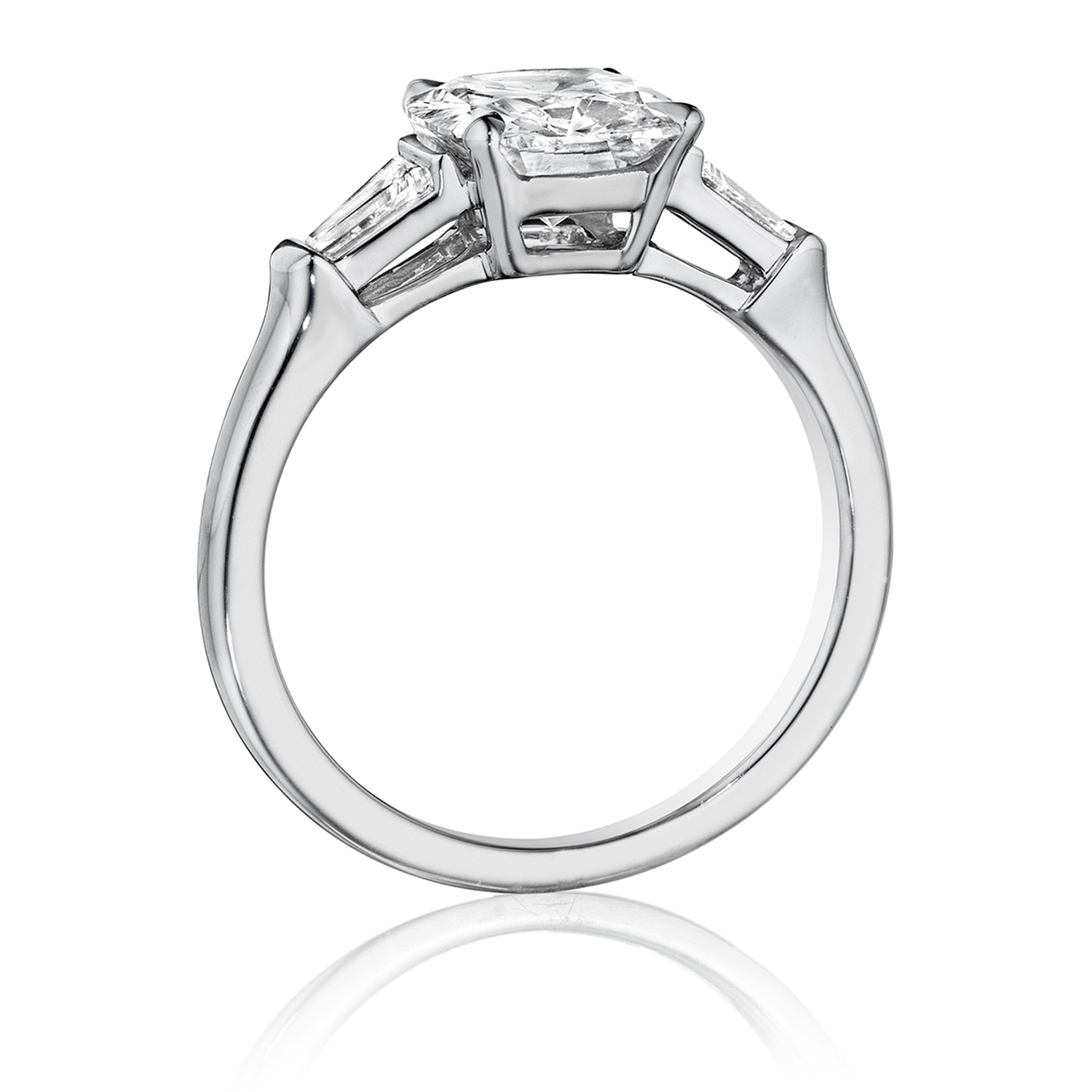 Henri Daussi AWT Classic Cushion with Tapered Baguette Diamonds Engagement Ring