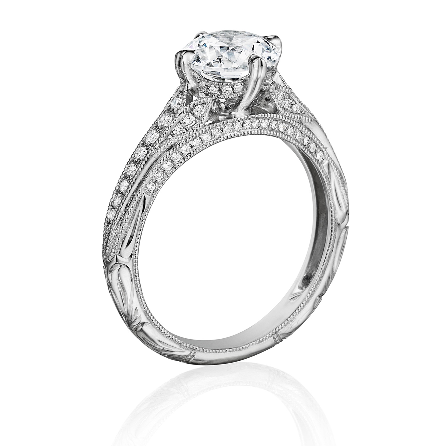 Henri Daussi BN Antique Solitaire Diamond Engagement Ring