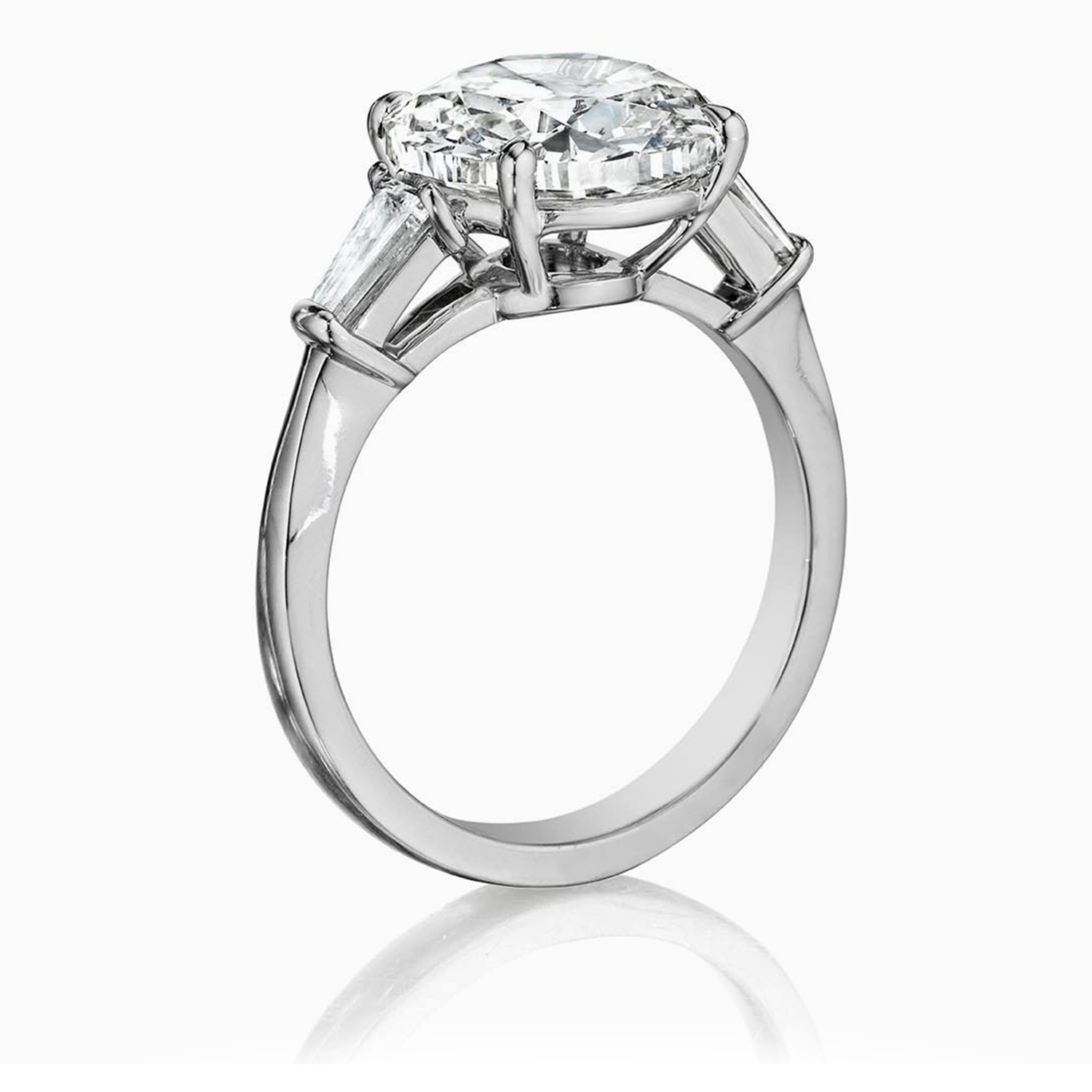 Henri Daussi GCT Classic Cushion with Tapered Baguette Diamonds Engagement Ring