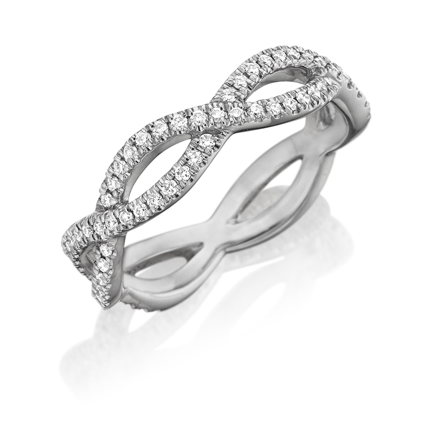 Henri Daussi R23-1 Twisted Band with Pave Set Diamonds