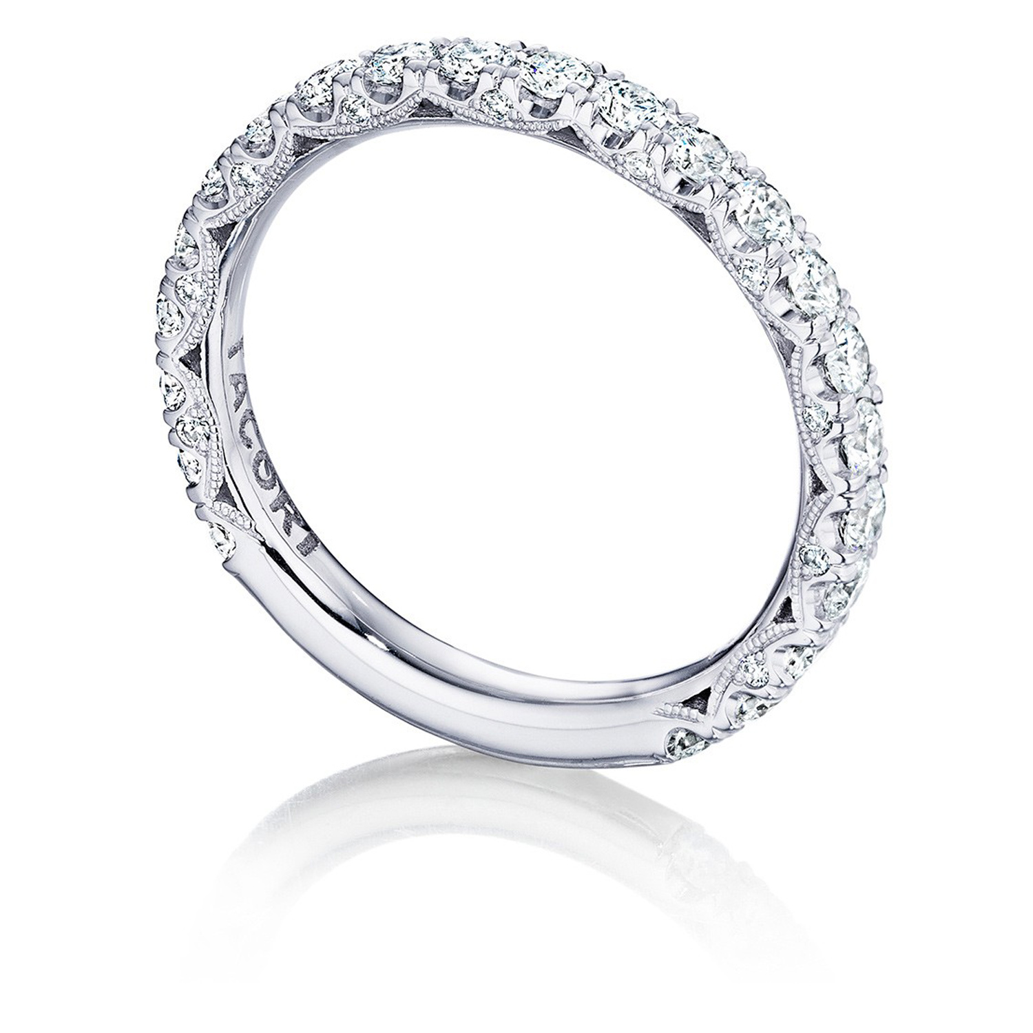 HT254525B34 Platinum Tacori Petite Crescent Diamond Wedding Ring Alternative View 1