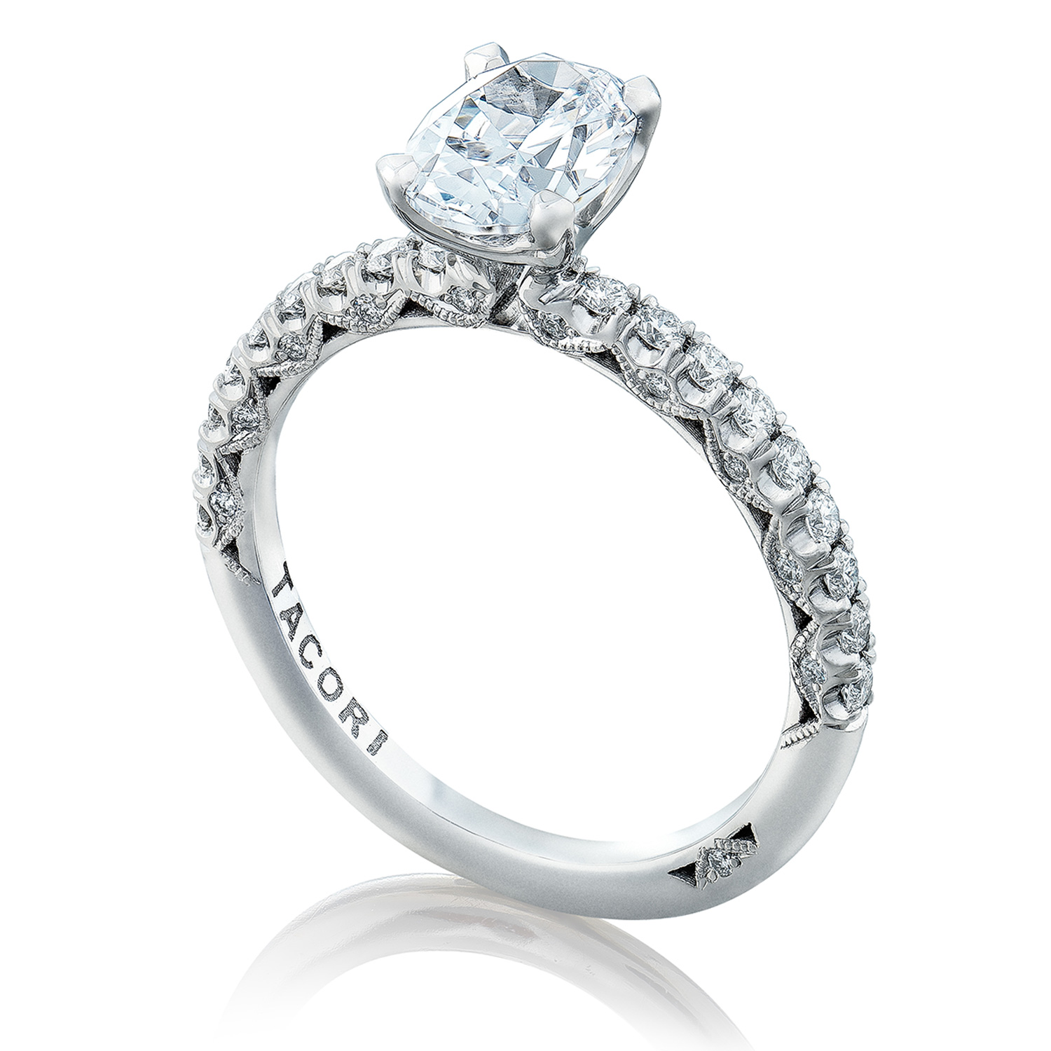 HT2545OV8X6 Platinum Tacori Petite Crescent Engagement Ring