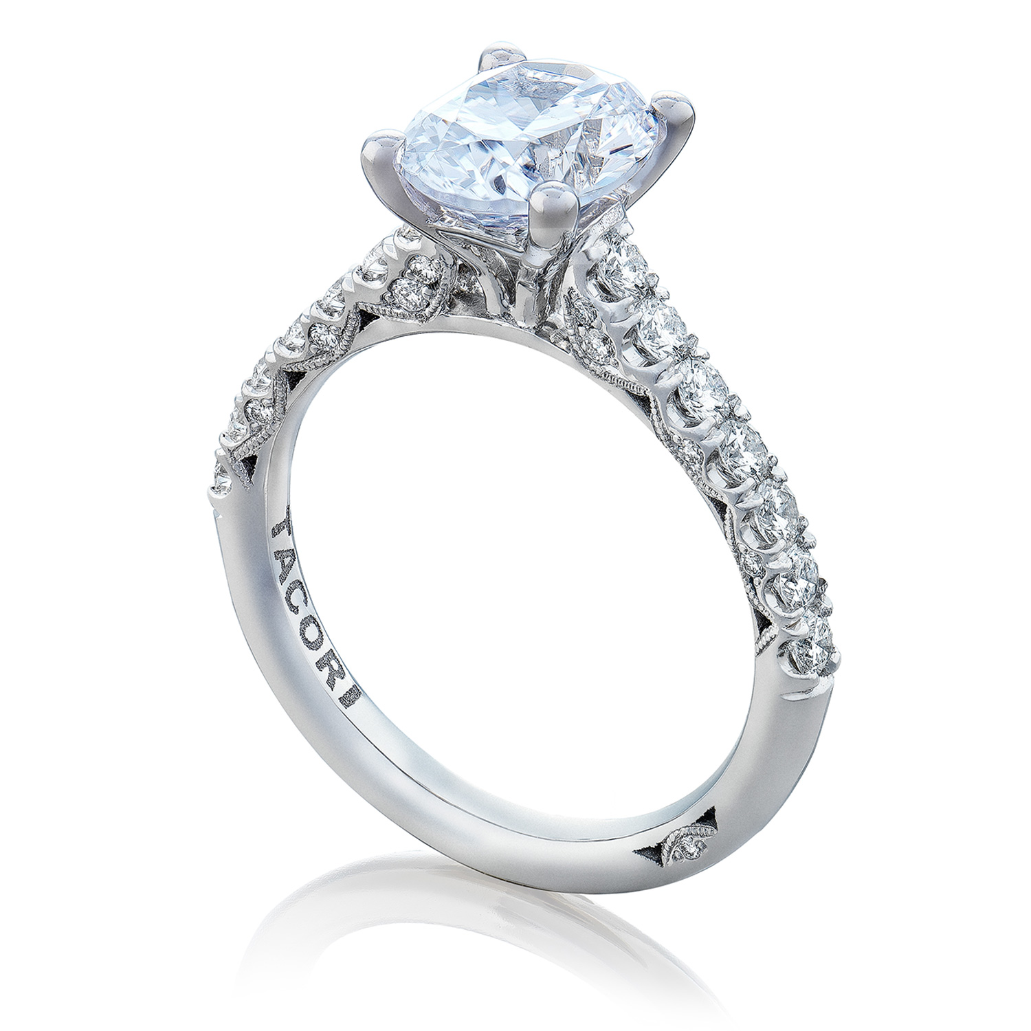 HT254625OV9X7 Platinum Tacori Petite Crescent Engagement Ring