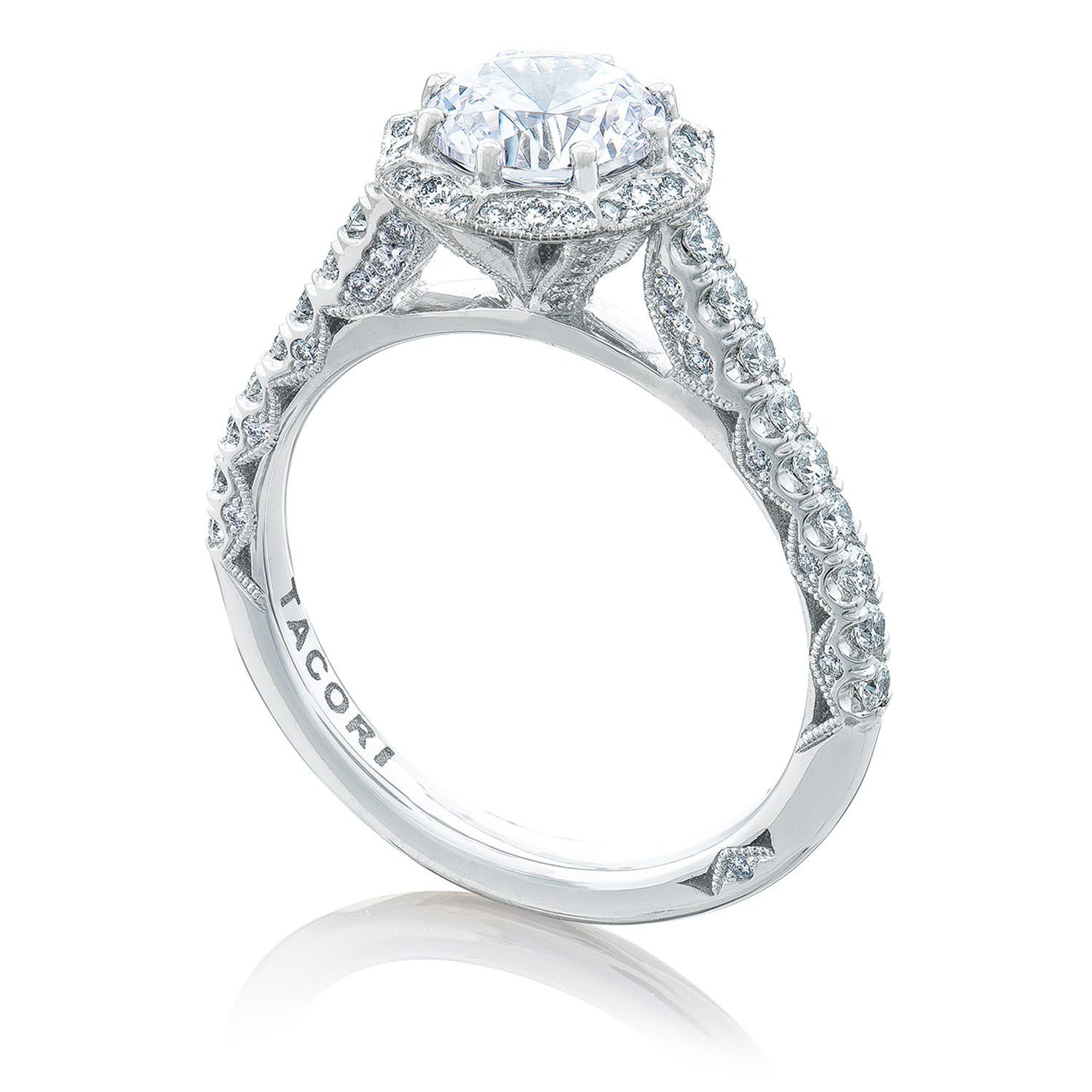 HT2555RD65 Platinum Tacori Petite Crescent Engagement Ring