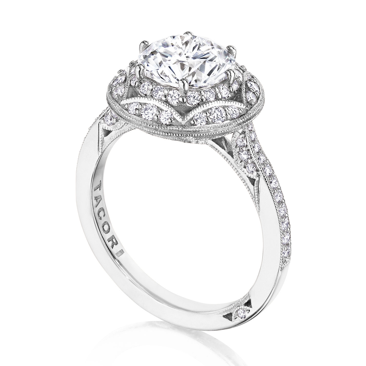 Tacori HT2564RD8 Platinum Crescent Chandelier Engagement Ring