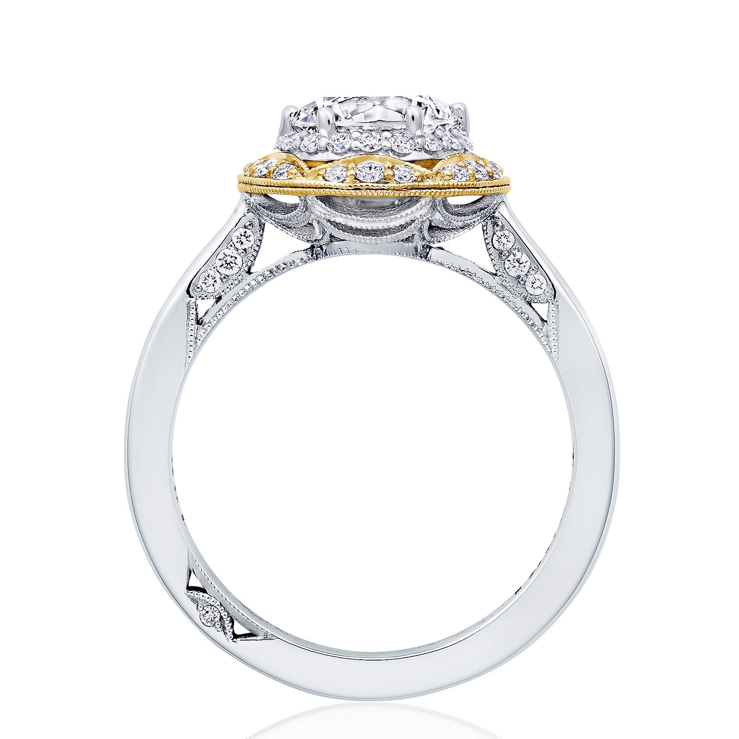 Tacori HT2569RD7Y 18 Karat Two-Tone Crescent Chandelier Engagement Ring