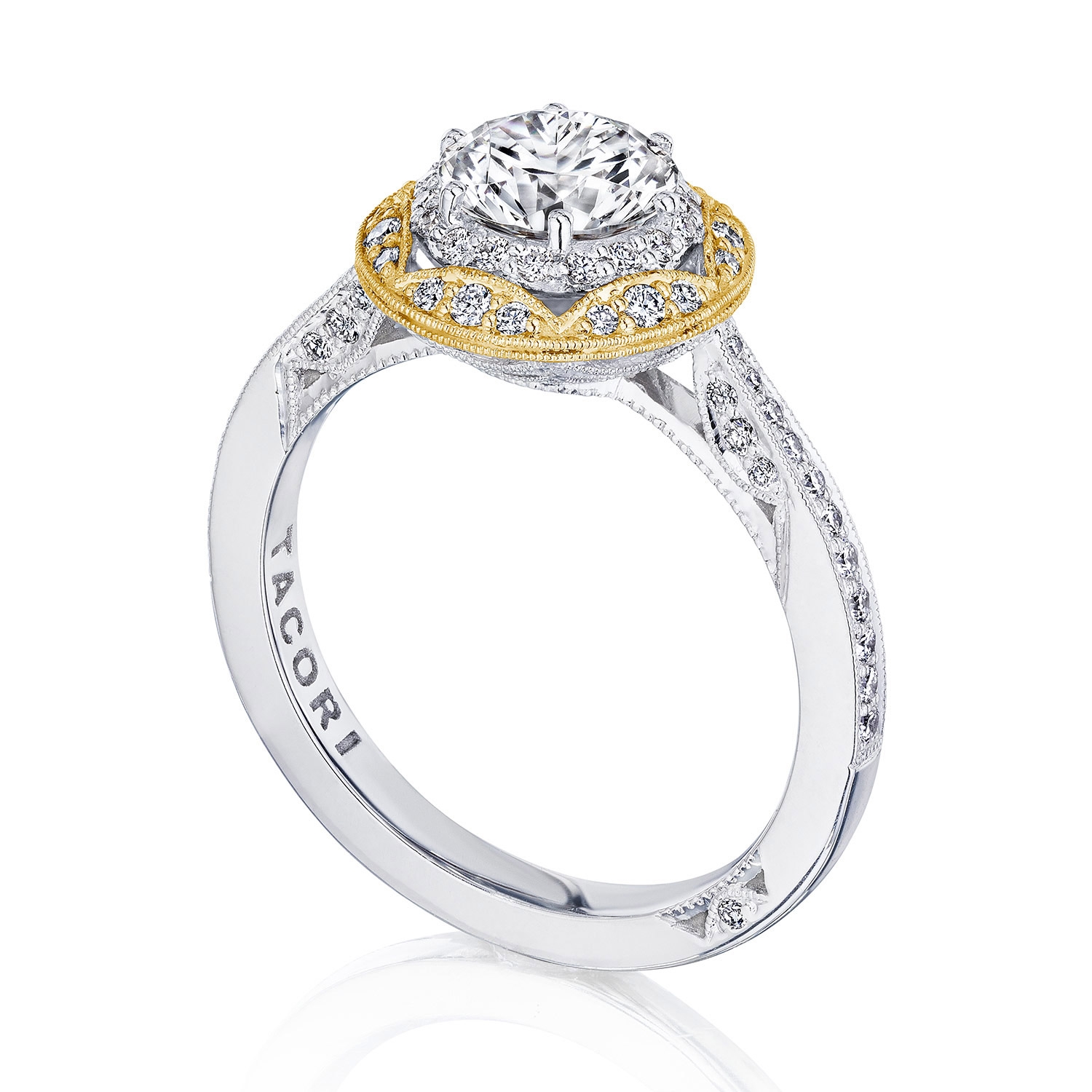 Tacori HT2570RD65Y 18 Karat Two-Tone Crescent Chandelier Engagement Ring