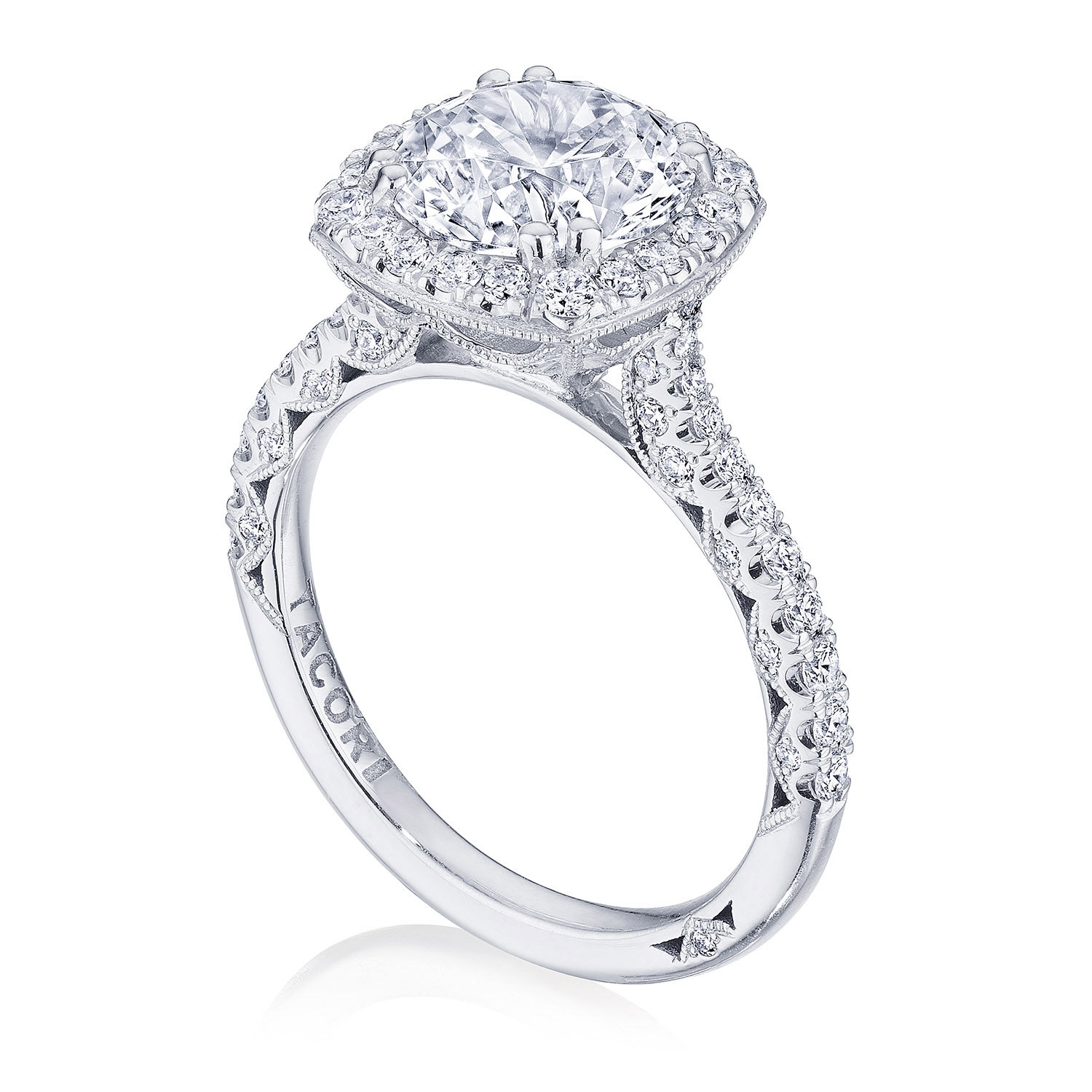 Tacori HT2571CU85W 18 Karat Petite Crescent Engagement Ring