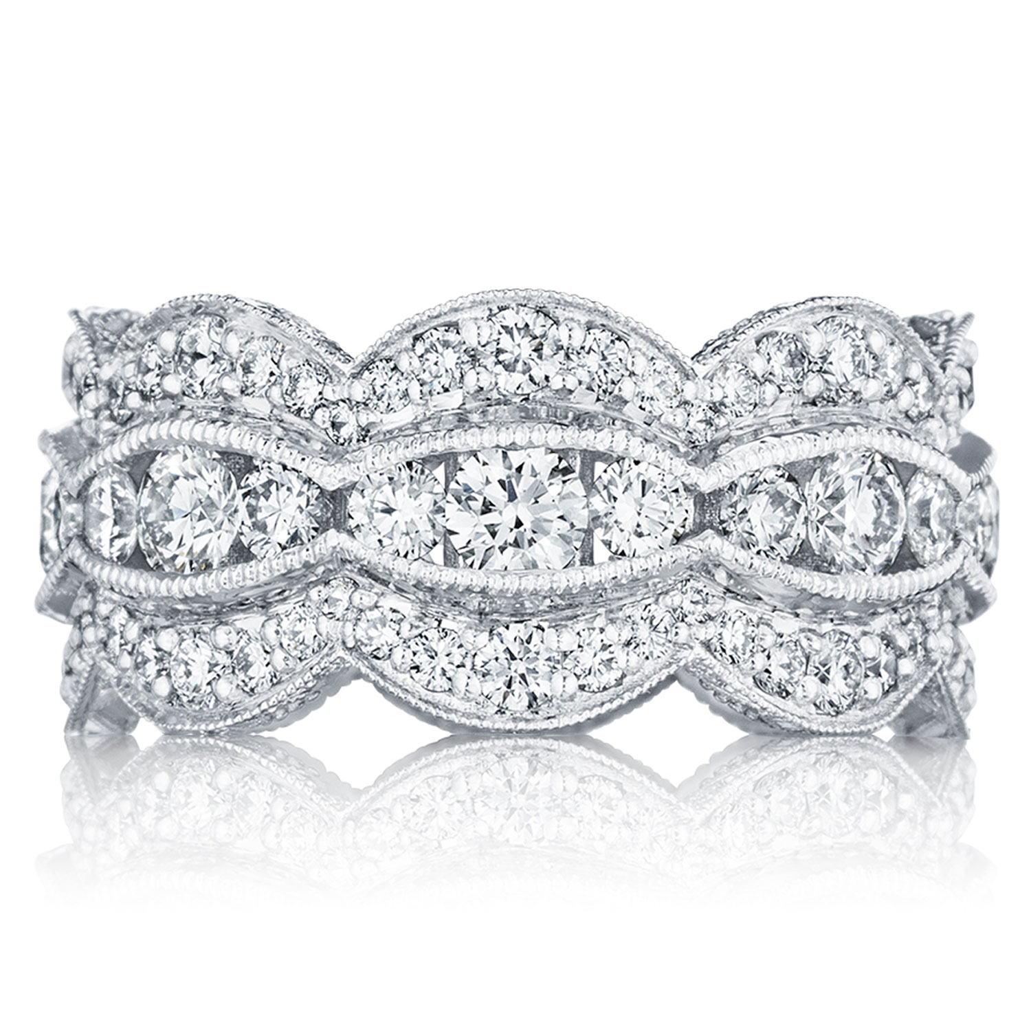 HT2616B12 Platinum Tacori Adoration Diamond Wedding Ring