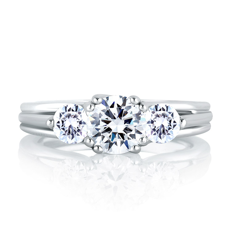 A Jaffe Platinum Three-Stone Engagement Ring ME1279 