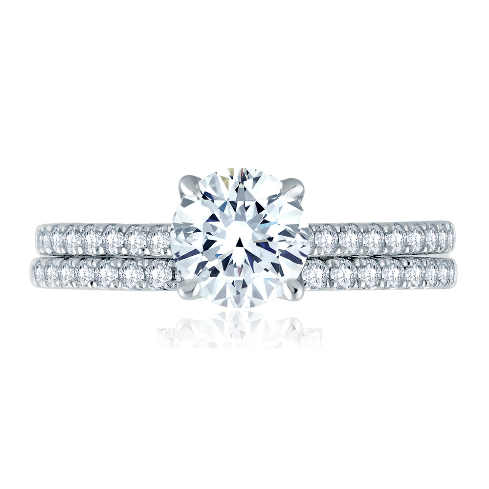 A.JAFFE Platinum Classic Diamond Wedding Ring MR2179Q Alternative View 3