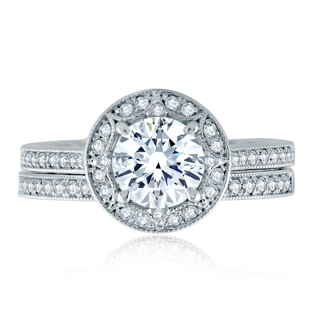 A.JAFFE Platinum Classic Diamond Wedding Ring MR2182Q