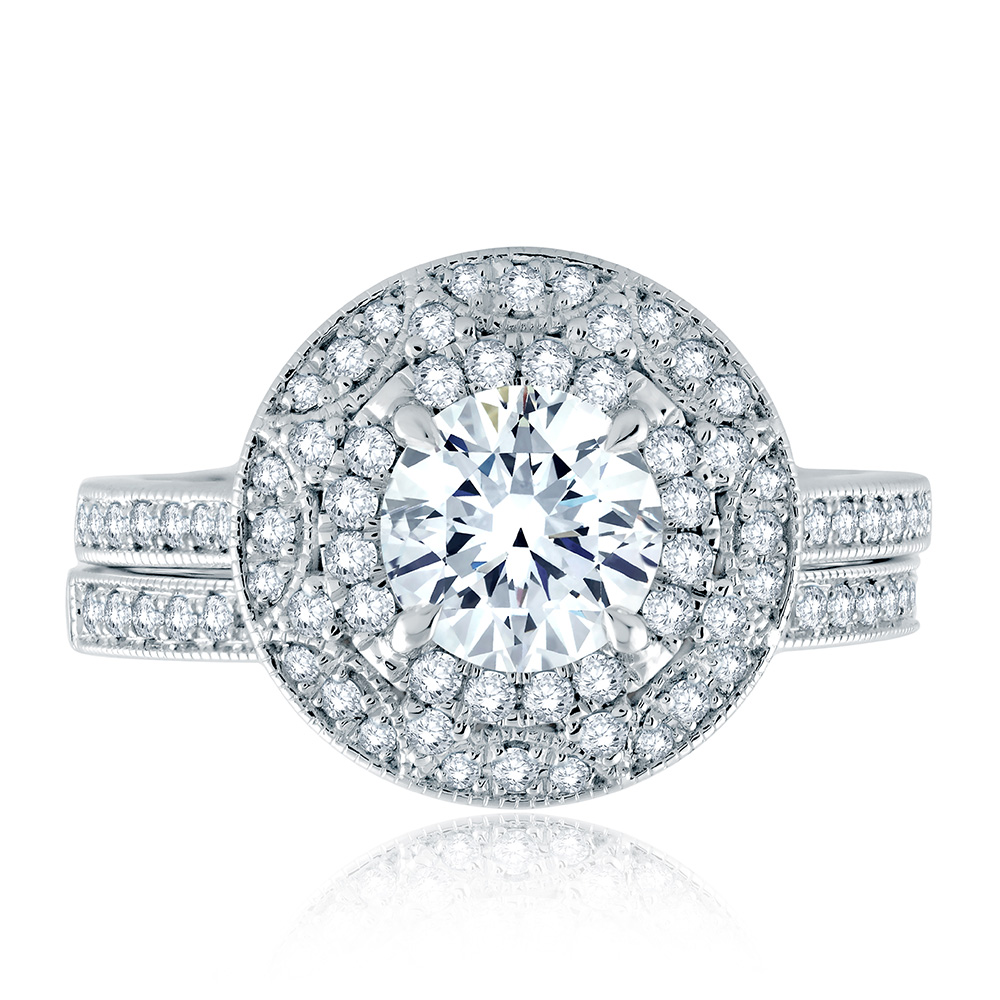 A.JAFFE 14 Karat Classic Diamond Wedding Ring MR2184Q Alternative View 3