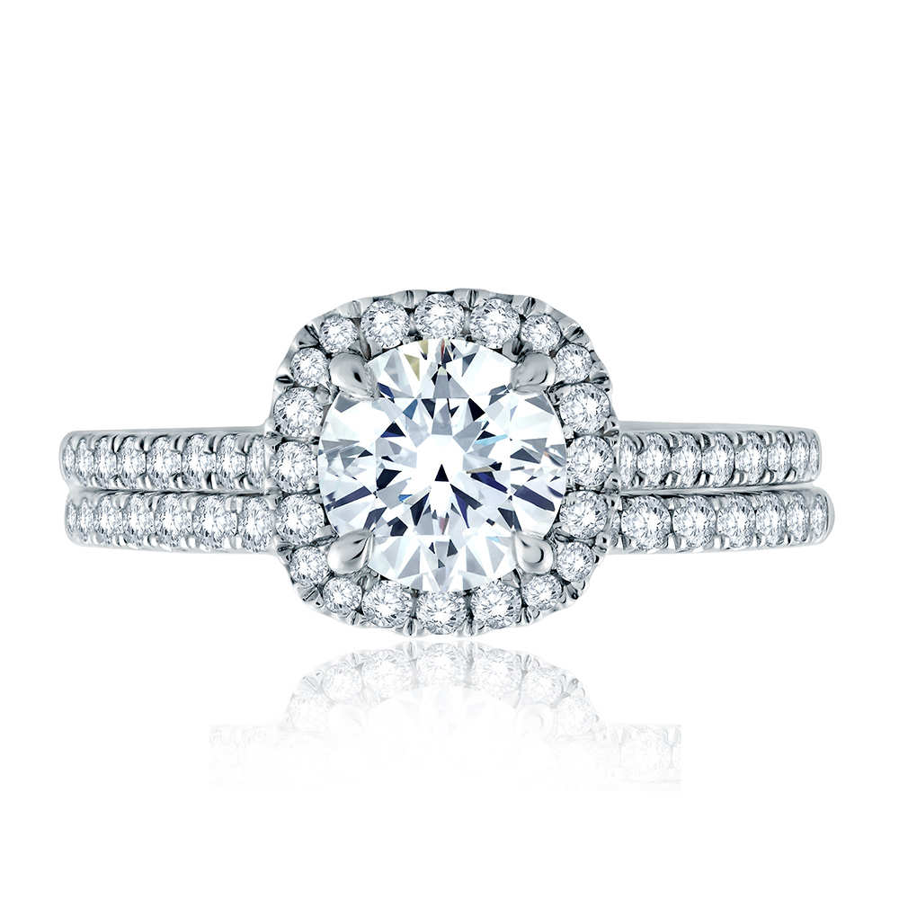 A.JAFFE Platinum Classic Diamond Wedding Ring MR2186Q Alternative View 3