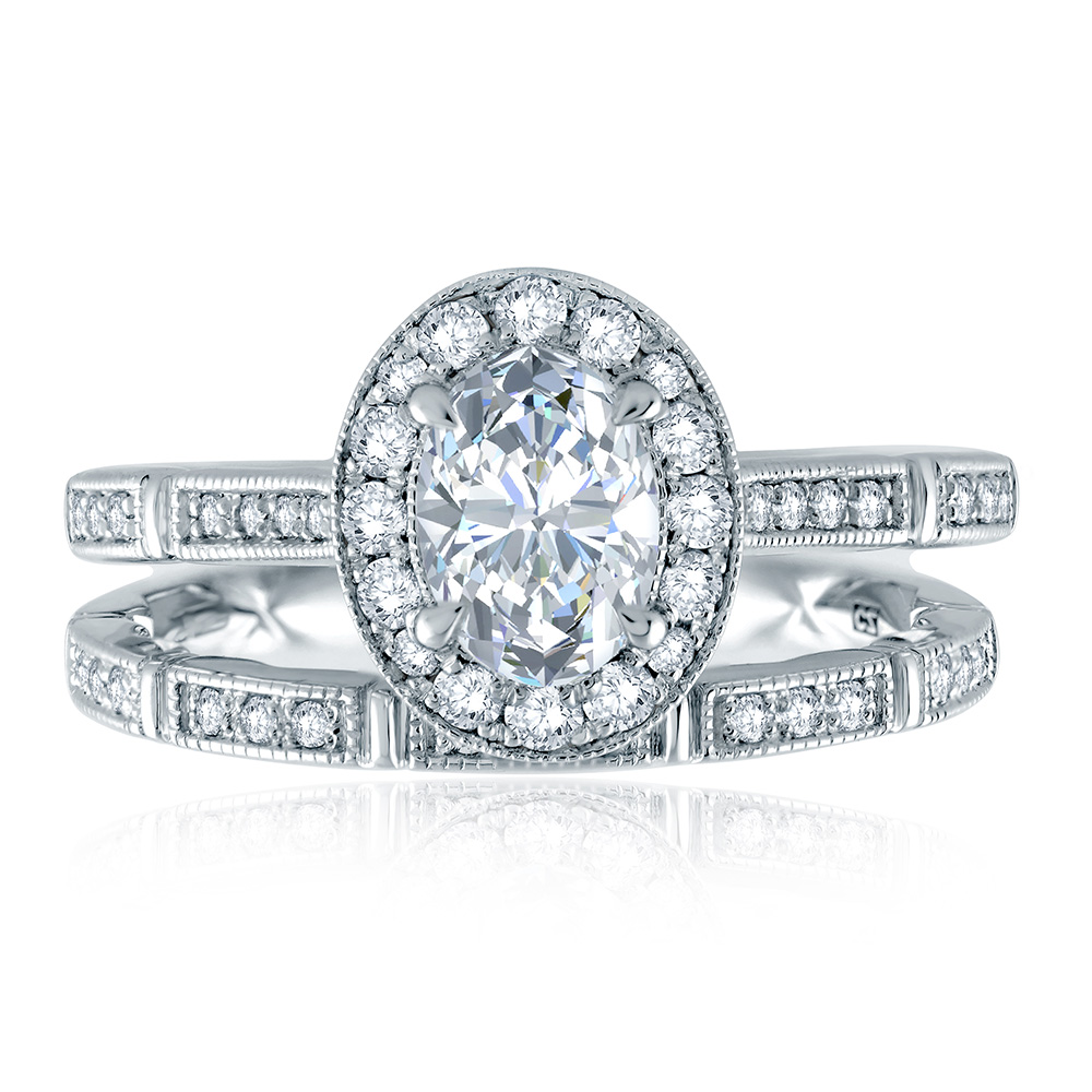 A.JAFFE Platinum Classic Diamond Wedding Ring MR2188Q