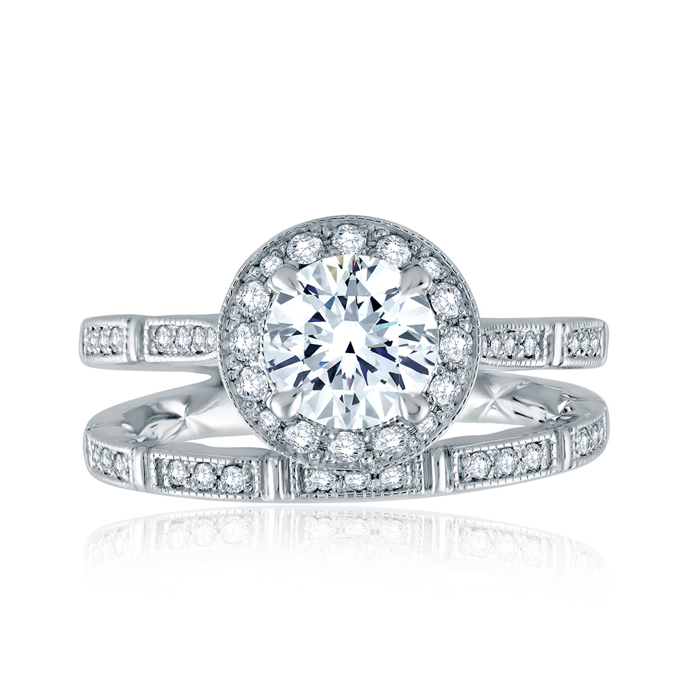 A.JAFFE Platinum Classic Diamond Wedding Ring MR2189Q Alternative View 3