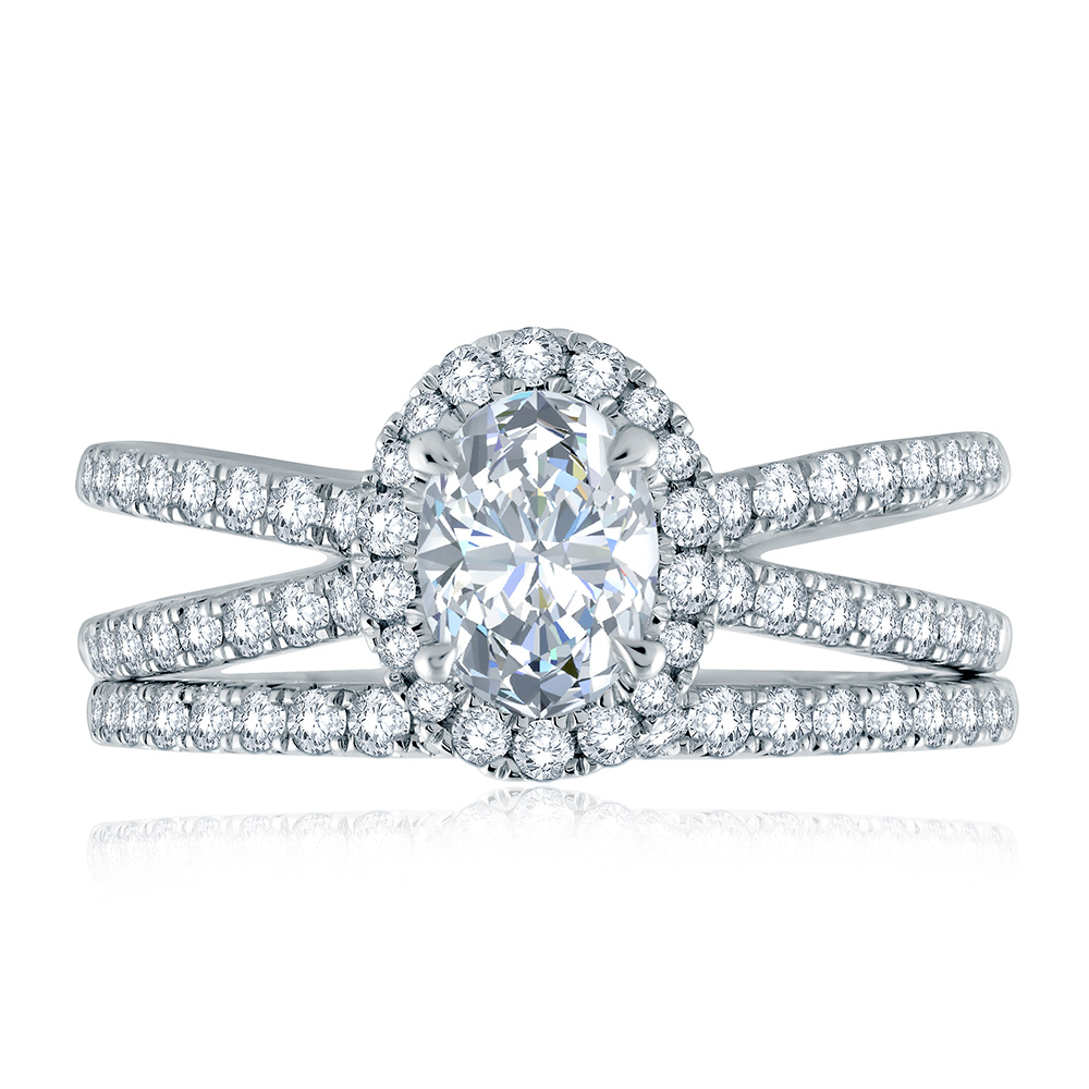 A.JAFFE Platinum Classic Diamond Wedding Ring MR2196Q Alternative View 3
