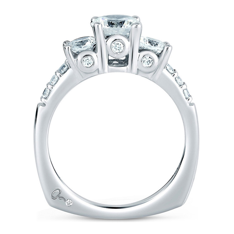 A Jaffe 18 Karat Three-Stone Engagement Ring MES127 Alternative View 1