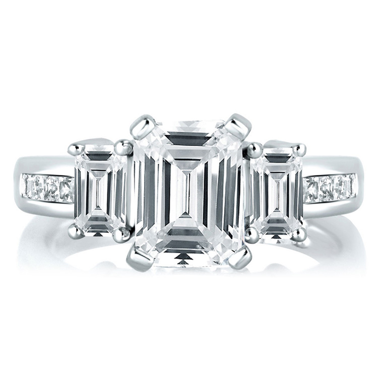 A Jaffe Platinum Three-Stone Engagement Ring MES242 Alternative View 2
