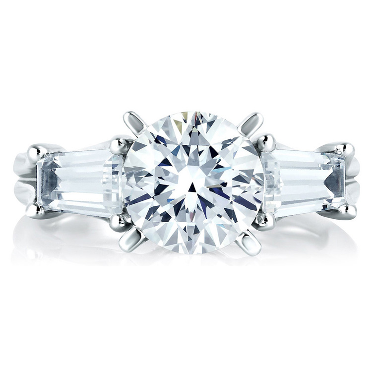 A Jaffe Platinum Three-Stone Engagement Ring MES263